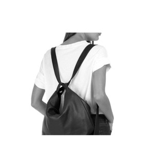 Black Leather Convertible Tote Backpack from Sostter