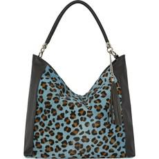 Blue Animal Print Leather Shoulder Bag via Sostter