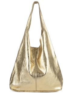 Gold Metallic Leather Hobo Shoulder Bag via Sostter