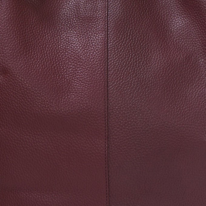 Burgundy Drawcord Leather Hobo Shoulder Bag from Sostter
