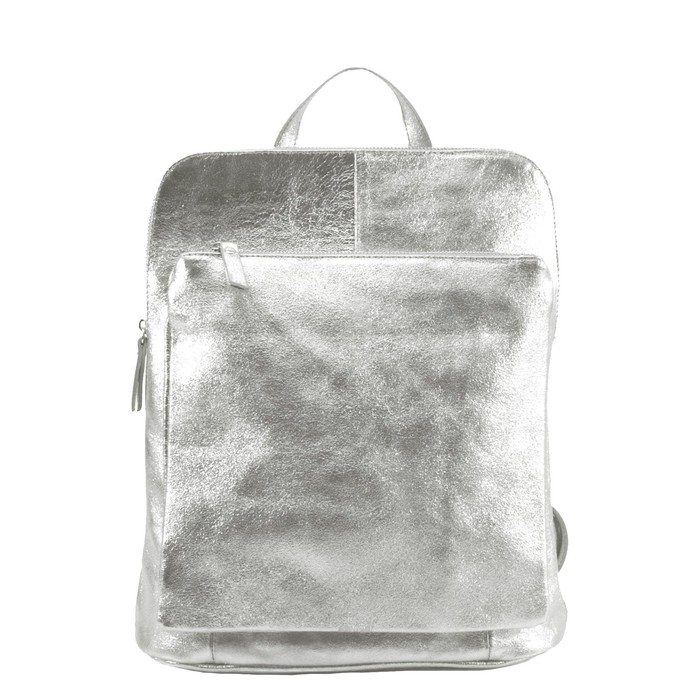 Silver Metallic Leather Convertible Backpack from Sostter