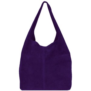 Purple Soft Suede Leather Hobo Shoulder Bag from Sostter