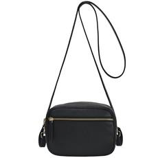 Black Convertible Leather Crossbody Bag via Sostter