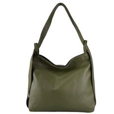 Olive Italian Leather Convertible Tote Backpack via Sostter