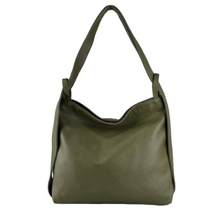 Olive Italian Leather Convertible Tote Backpack from Sostter