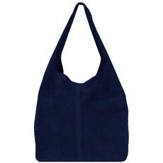 Navy Soft Suede Leather Hobo Shoulder Bag via Sostter