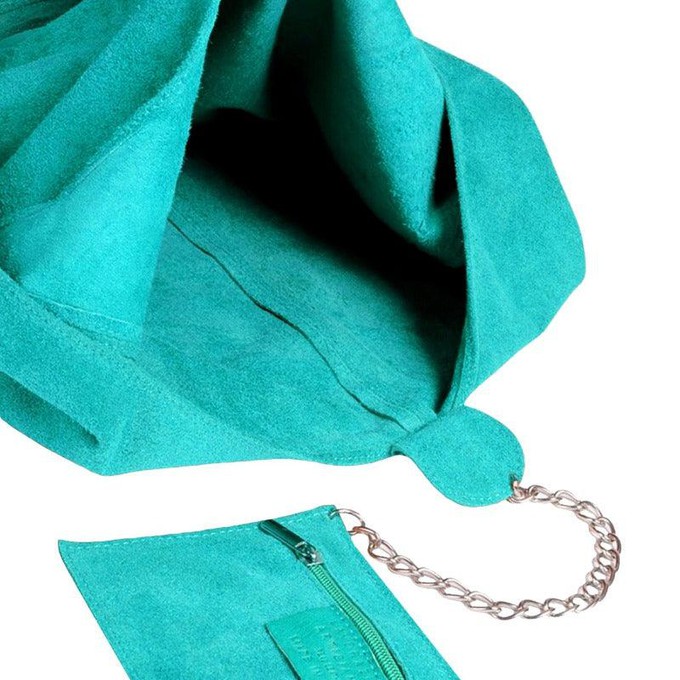 Aqua Soft Suede Leather Hobo Shoulder Bag | Byirl from Sostter