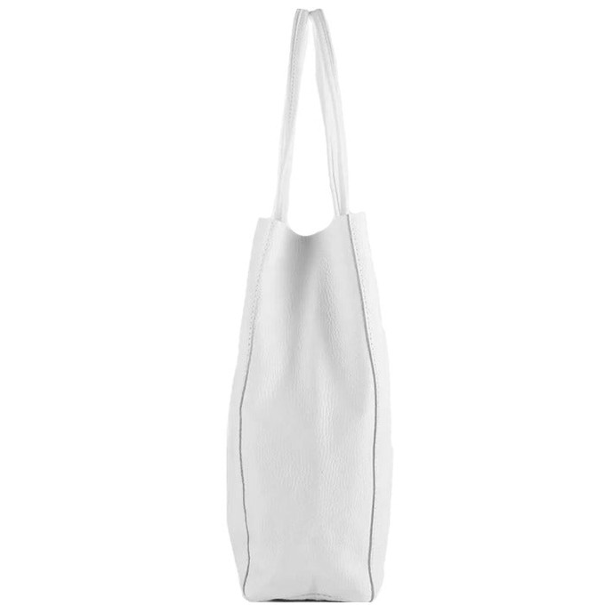 White Pebbled Leather Tote with Inner Pocket from Sostter