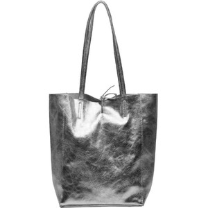 Pewter Metallic Leather Tote Shopper Bag from Sostter
