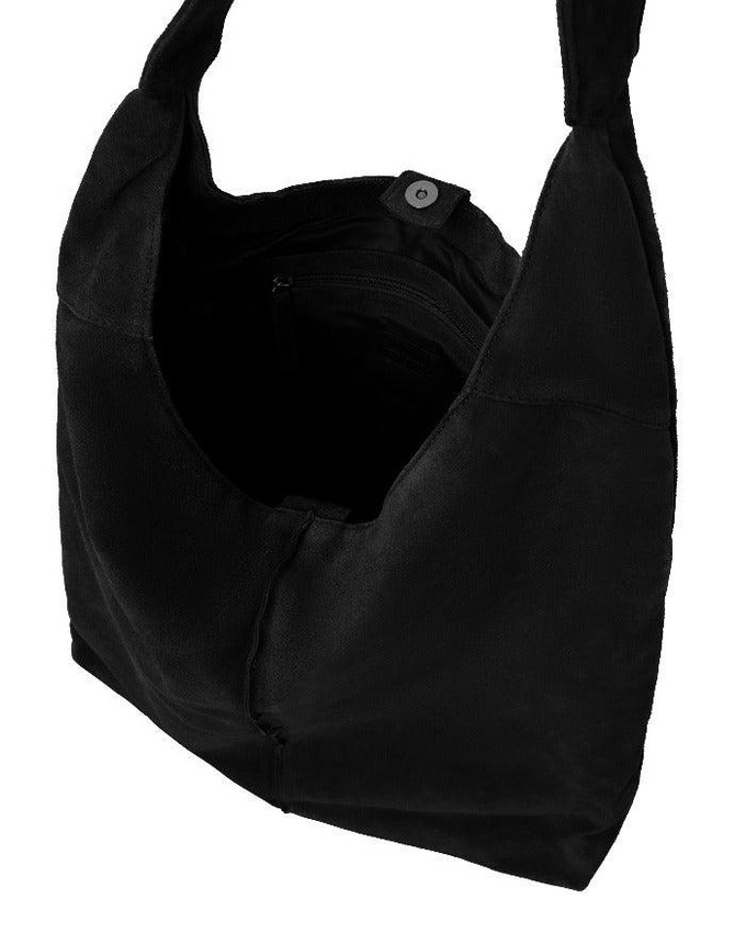 Black Soft Suede Hobo Shoulder Bag from Sostter