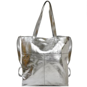 Silver Metallic Leather Tote from Sostter