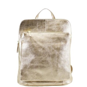 Gold Convertible Metallic Leather Pocket Backpack from Sostter