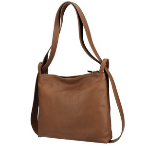 Dark Tan Pebbled Leather Convertible Tote Backpack from Sostter