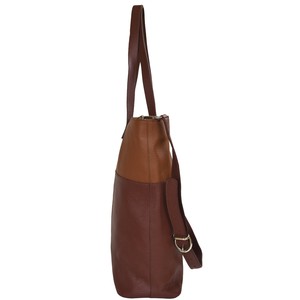 Chocolate And Tan Two Tone Leather Tote from Sostter