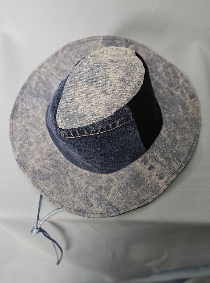 Upcycled denim cowboy hat with cord size L from Stephastique