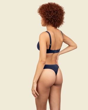 Organic Cotton Mid-Rise Thong in Carbon & Marine 2-Pack from Subset