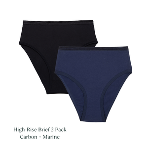 Organic Cotton High-Rise Brief in Carbon & Marine 2-Pack from Subset