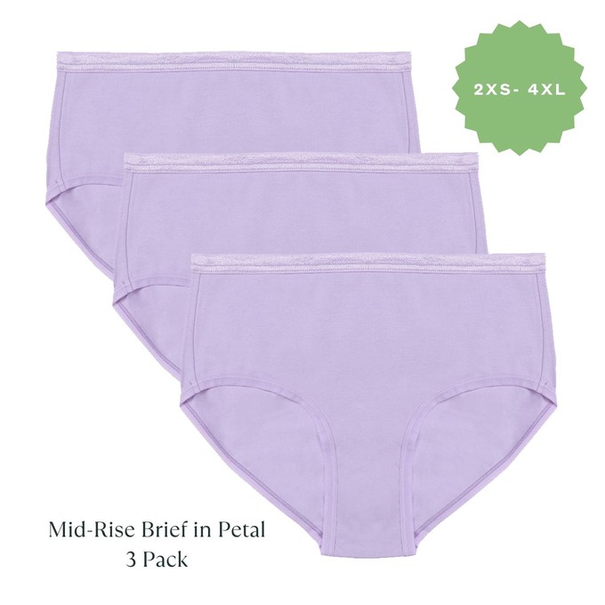 Organic Cotton Mid-Rise Brief in Petal 3-Pack from Subset