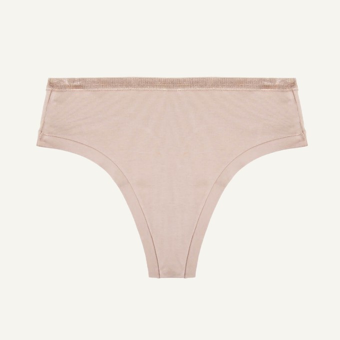 Organic Cotton Mid-Rise Thong in Stone from Subset