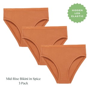 Organic Cotton Mid-Rise Bikini in Spice 3-Pack from Subset