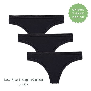 Organic Cotton Low-Rise Thong in Carbon Multi-Pack from Subset