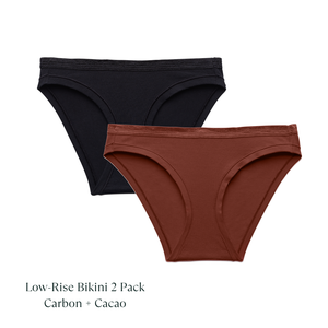 Organic Cotton Low-Rise Bikini in Carbon & Cacao 2-Pack from Subset