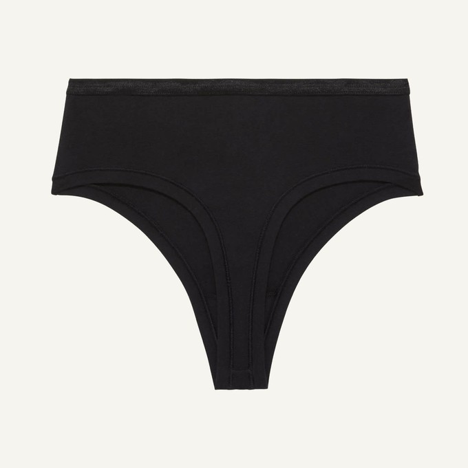 Organic Cotton High-Rise Thong in Carbon from Subset