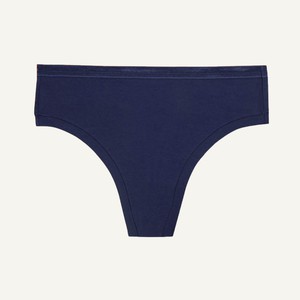 Organic Cotton Mid-Rise Thong in Marine from Subset