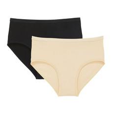 Organic Cotton Mid-Rise Brief in Carbon & Wheat 2-Pack via Subset