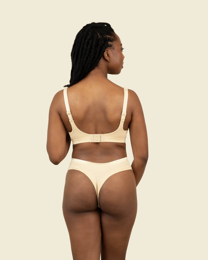 Organic Cotton Mid-Rise Thong in Carbon & Wheat 2-Pack from Subset