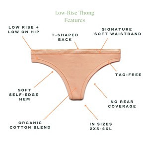 Organic Cotton Low-Rise Thong in Peach 3-Pack from Subset