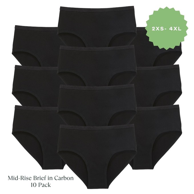 Organic Cotton Mid-Rise Brief in Carbon Multi-Pack from Subset