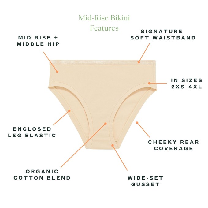 Organic Cotton Mid-Rise Bikini in Wheat 3-Pack from Subset