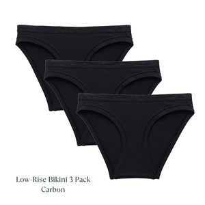 Organic Cotton Low-Rise Bikini in Carbon 3-Pack from Subset