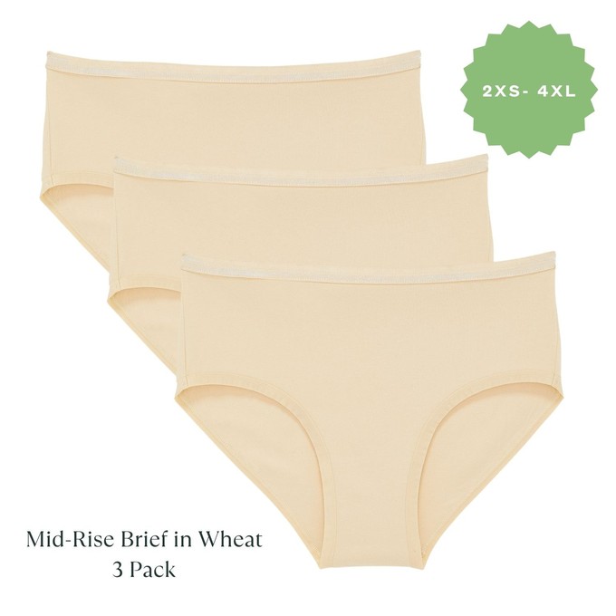 Organic Cotton Mid-Rise Brief in Wheat 3-Pack from Subset