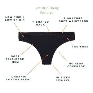 Organic Cotton Low-Rise Thong in Carbon Multi-Pack from Subset