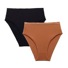 Organic Cotton High-Rise Brief in Carbon & Spice 2-Pack via Subset