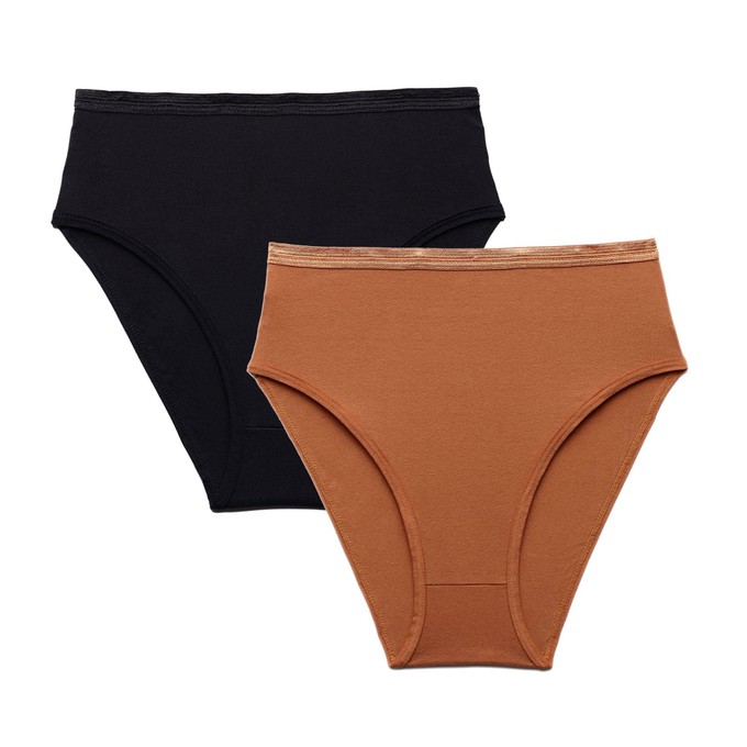 Organic Cotton High-Rise Brief in Carbon & Spice 2-Pack from Subset