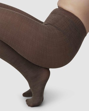 Ylva Fishbone Wool Tights from Swedish Stockings