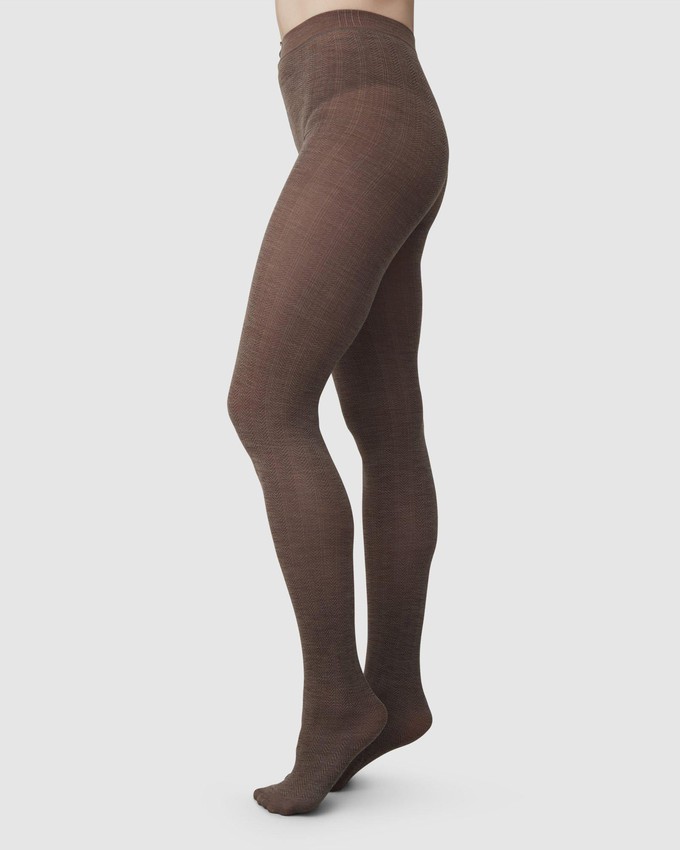 Ylva Fishbone Wool Tights from Swedish Stockings