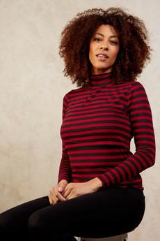 Ecovero™ Nursing Polo Neck | Stripe via Tilbea London