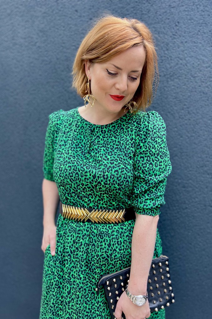 Eden Green Leopard Print Nursing Midi Dress from Tilbea London