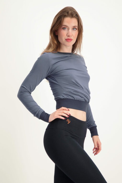 Lakshmi Longsleeve Crop Top – Slate from Urban Goddess