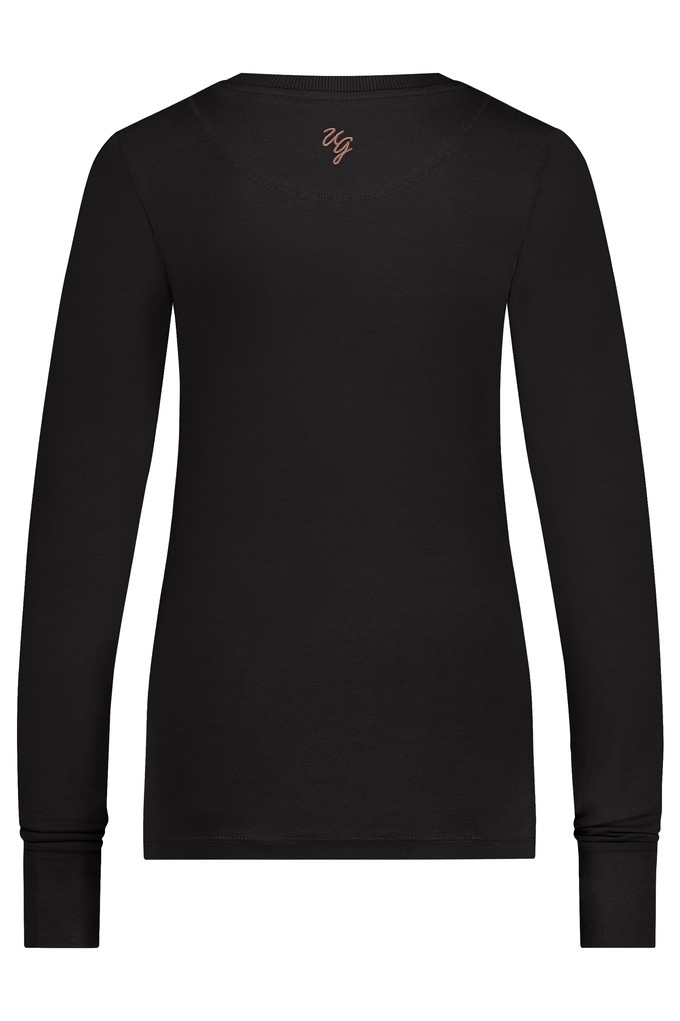 Karuna OM Longsleeve Yoga Shirt – Onyx Black from Urban Goddess