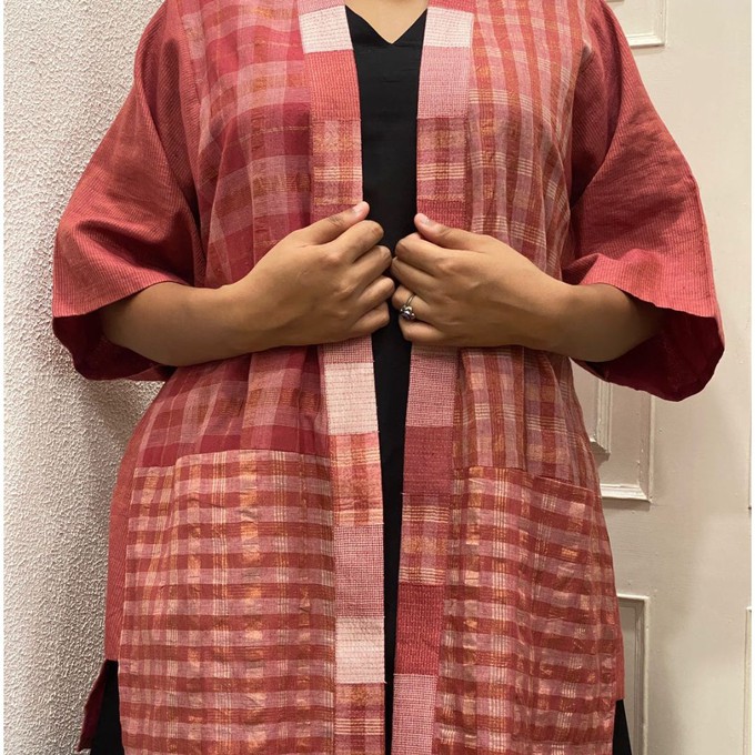 Pink Gamcha Kimono from Urban Medley