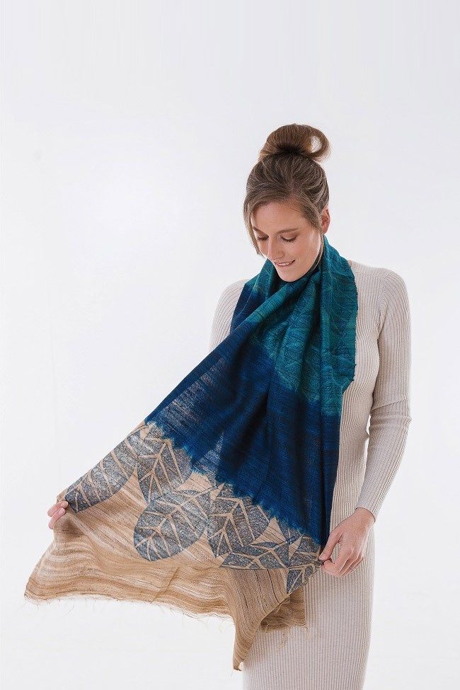 Tussar Silk Scarf Neel from Urban Medley