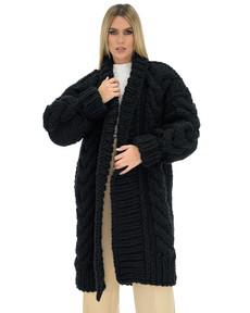 Long Cable Coat - Black via Urbankissed