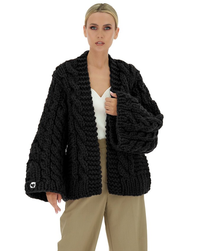 Cable Knit Cardigan - Black from Urbankissed