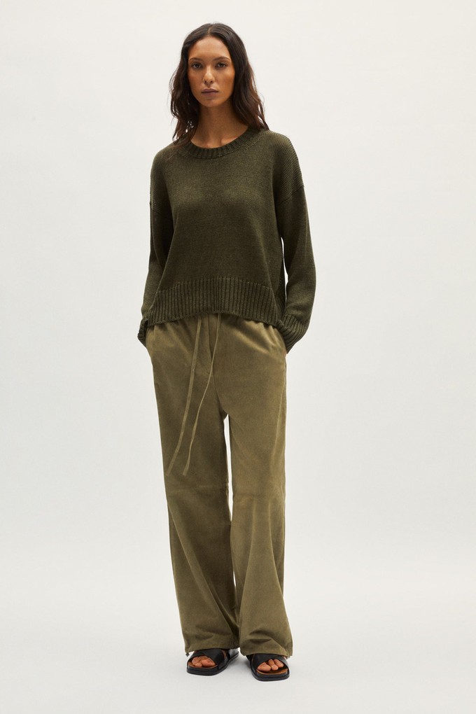 The Pure Linen Boxy Crewneck - Delave Green from Urbankissed