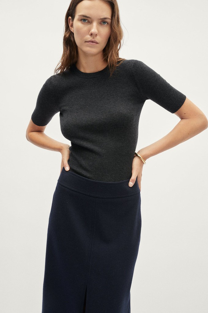 The Ultrasoft Wool Ribbed T-shirt - Anthracite Melange from Urbankissed